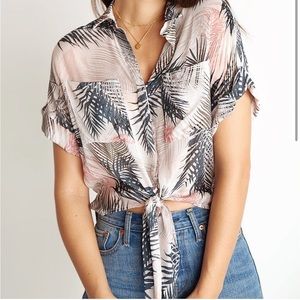 Anthropologie Cloth & Stone Tropical Tie Top